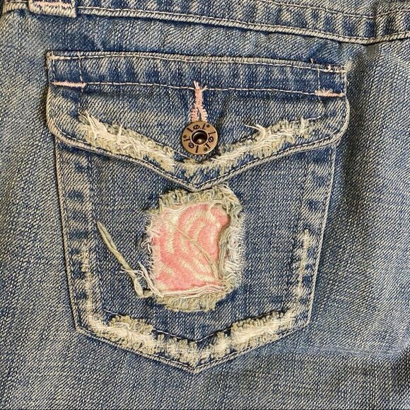 VTG L.E.I. Premium Patches Rose Straight Jeans Sz 11 - Picture 6 of 13